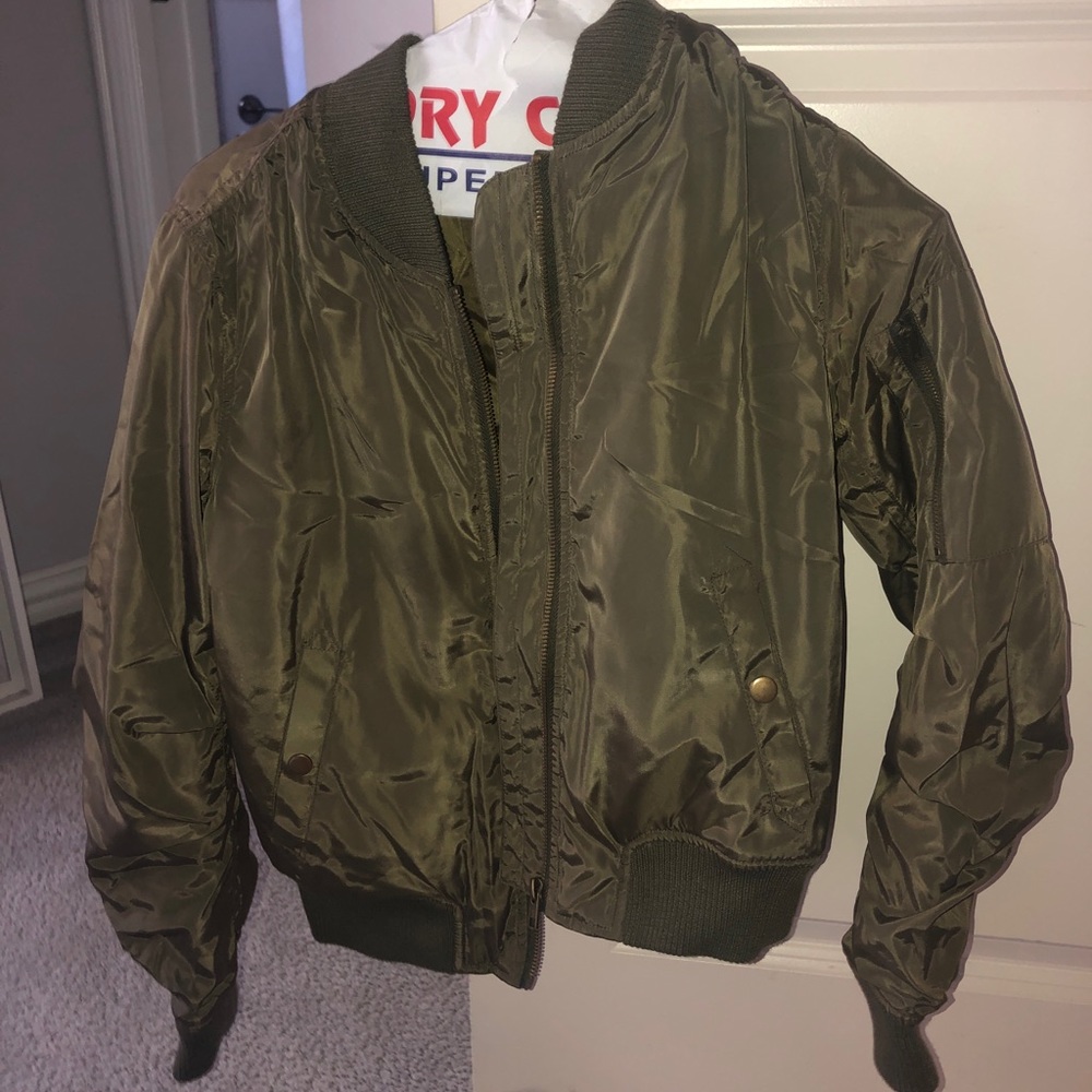 Olive green bomber jacket